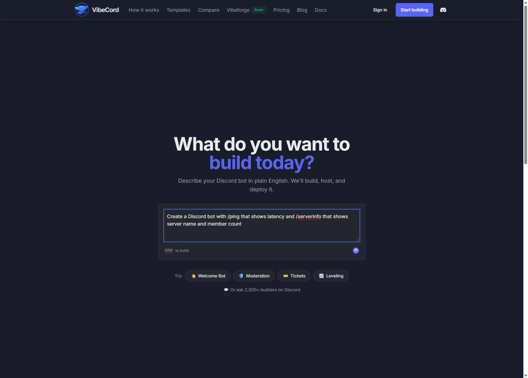 Typing your bot description