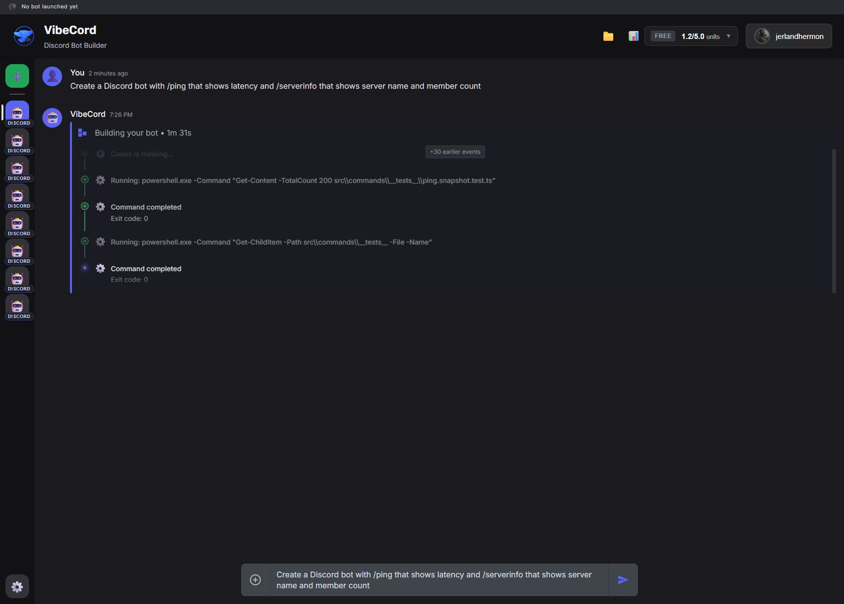 Codex running commands