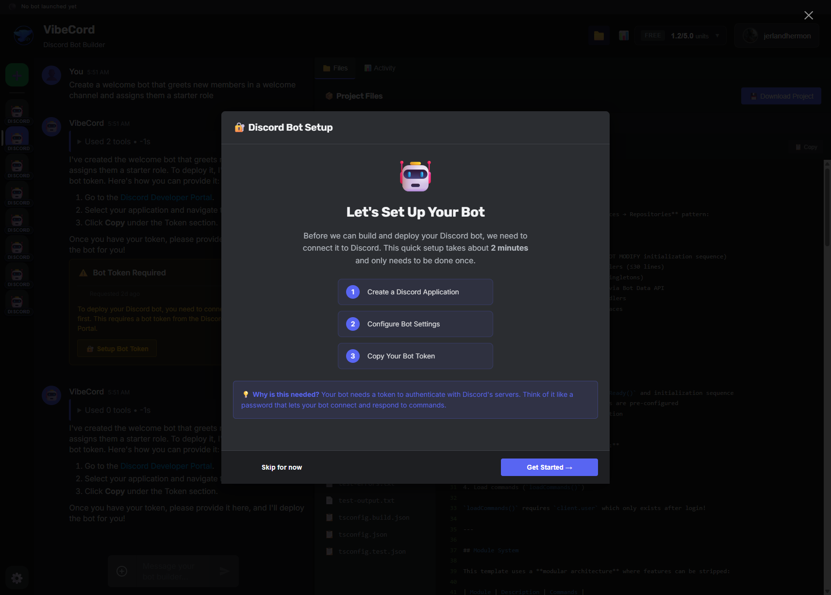 VibeCord Token Setup Modal
