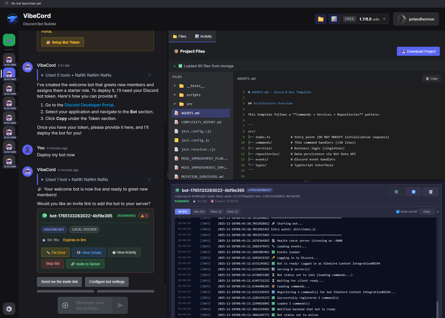 Activity logs with errors